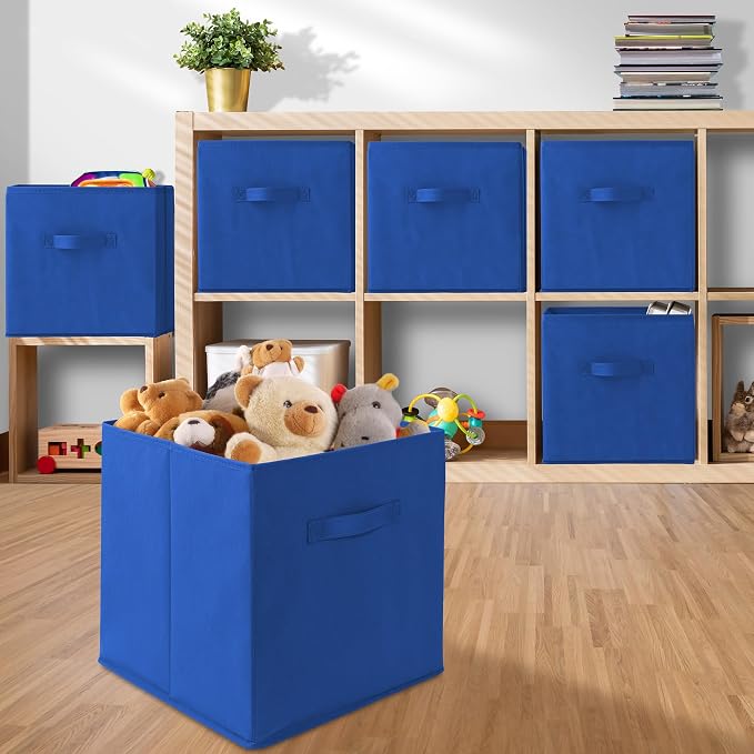 Casafield Set of 6 Collapsible Fabric Cube Storage Bins, Royal Blue - Image 5