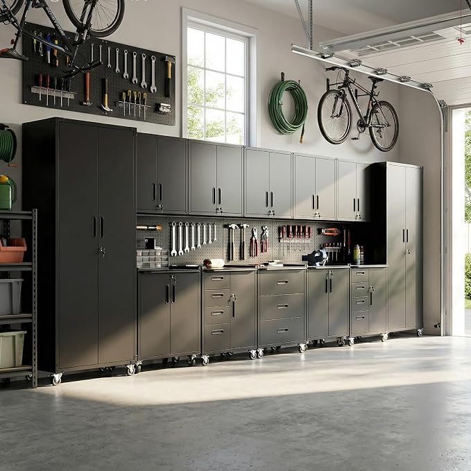 12-Piece Heavy Duty Steel Garage Cabinet System | All-in-One Modular Garage - Image 9