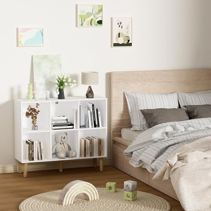 6 Cube Bookcase, Wooden Book Shelf Cube Storage Organizer - Image 7