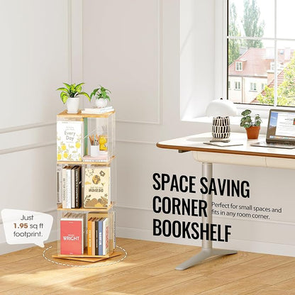 TAKEKIT 3-Tier Rotating Bookshelf, 360° Spinning Book Shelf Tower - Image 6