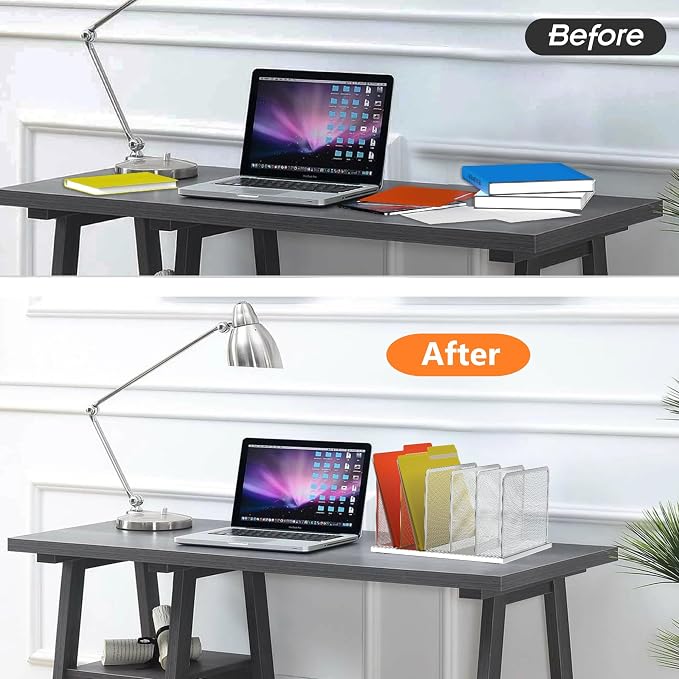 Kuntine.B Desk File Organizer Upright Mesh Desktop Organizer File Sorter Office - Image 3