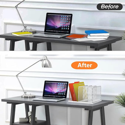 Kuntine.B Desk File Organizer Upright Mesh Desktop Organizer File Sorter Office - Image 3