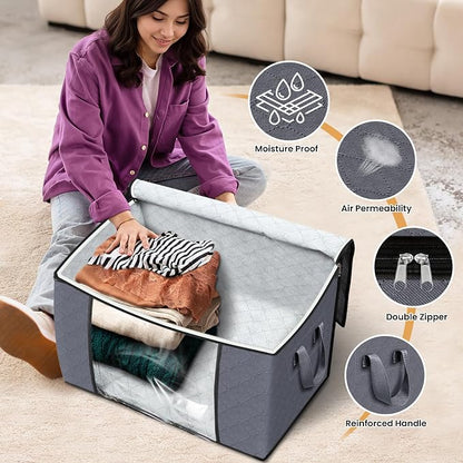 Fab totes 24 Gallons Clothes Storage, Foldable Thick Fabric Blanket Storage Bags - Image 4