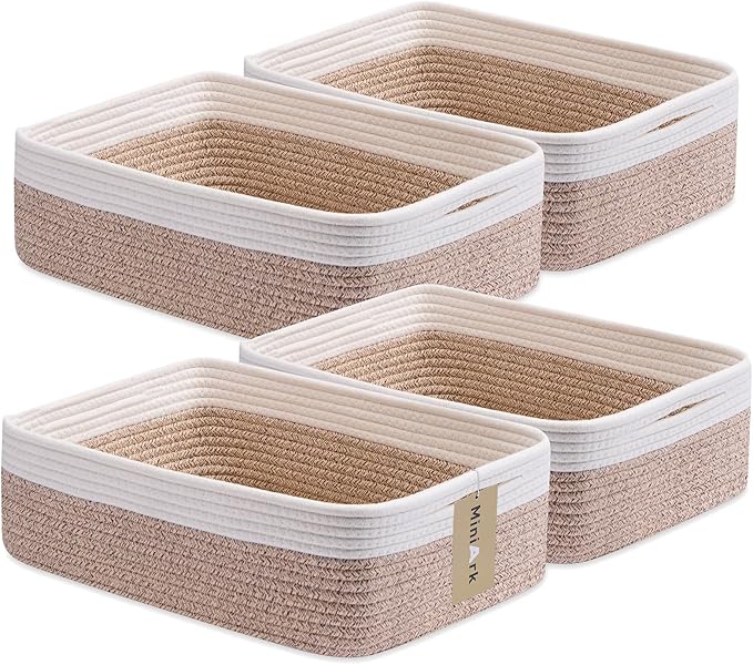 Large Shallow Organizing Baskets 15x11x5.1 Inches by MiniArkStorageBasketsHome