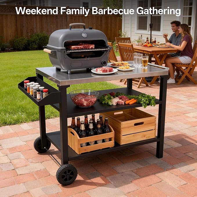 Endark Grill Cart, Grill Table, Outdoor Kitchen Rolling Dining Table, Outdoor - Image 2