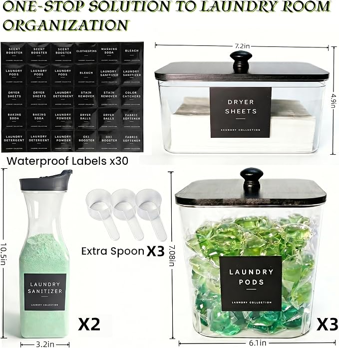 4+2 Pack Laundry Pods Containers & Dryer Sheet Holder & Laundry Detergent - Image 3