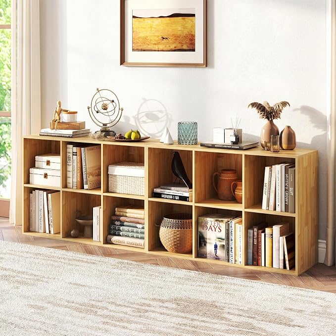 Giantex 6-Cube Bookcase, 3-Tier Cubby Bookshelf, Horizontal Vertical Display - Image 8