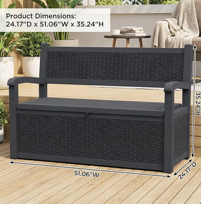 80 Gallon Outdoor Storage Bench, Waterproof Patio Deck Box - Image 2