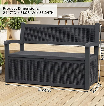 80 Gallon Outdoor Storage Bench, Waterproof Patio Deck Box - Image 2