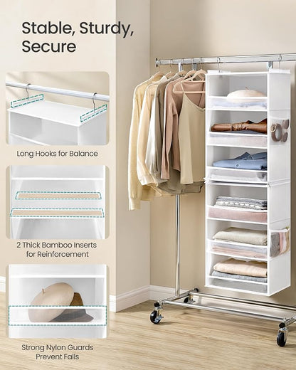 SONGMICS Hanging Closet Organizer, 6-Tier Fabric Storage Shelf, Separable - Image 5
