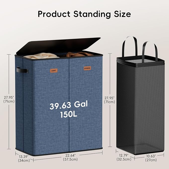 150L Double Laundry Hamper - Image 3