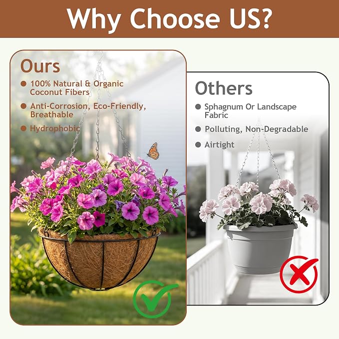 2 Pack 10" Metal Hanging Planter Baskets - Image 6