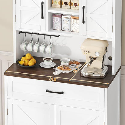 Saudism 70" Tall Farmhouse Kitchen Pantry Cabinet, Wooden Storage Cupboard - Image 7