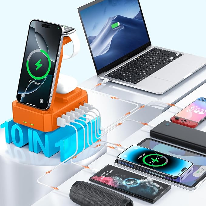 300W Charging Station for Multiple Devices Apple, Zutspzss 10 in 1 Wireless - Image 3