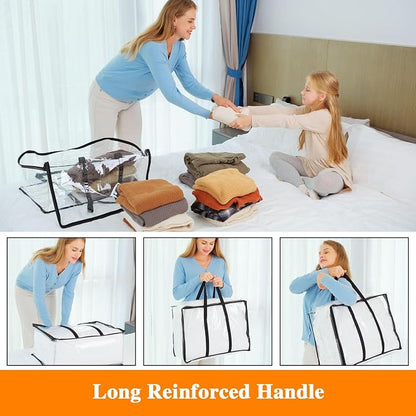 Vieshful 3 Pack Clear Clothes Storage Bag, 40L Plastic Blanket Storage Bag - Image 4