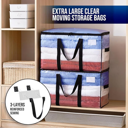 TAILI Extra Large Moving Bags, 6 Pack Clear Heavy Duty Totes - Image 2