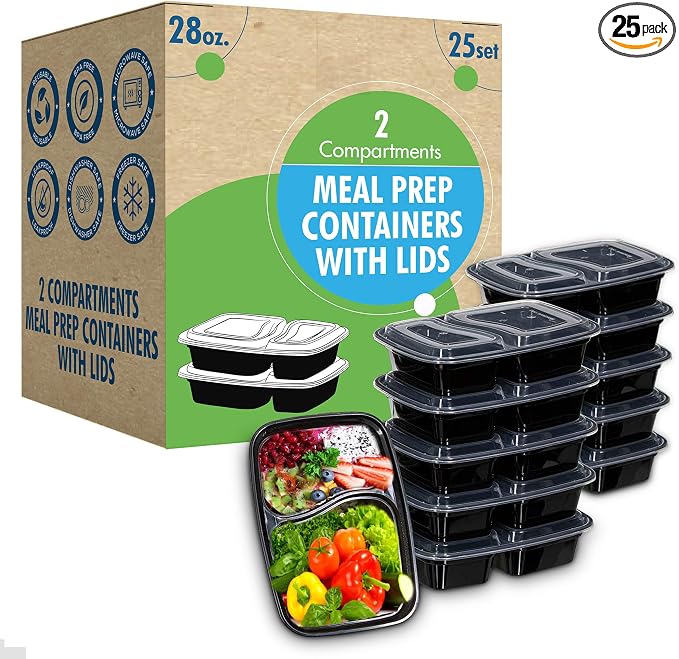 Meal Prep Container Reusable 2 Compartment by SafeWare