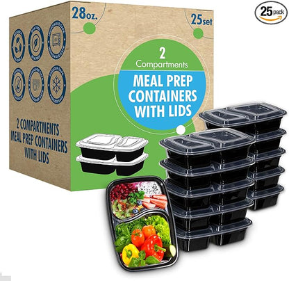 Meal Prep Container Reusable 2 Compartment by SafeWare