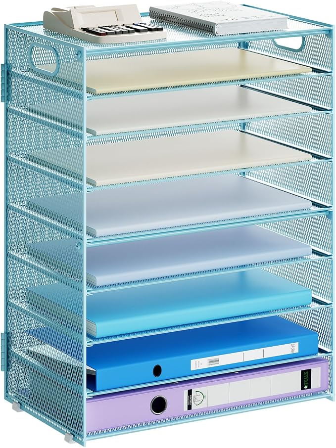 Marbrasse Paper Organizer Letter Tray, 9 Tier Mesh File Organizer by Marbrasse