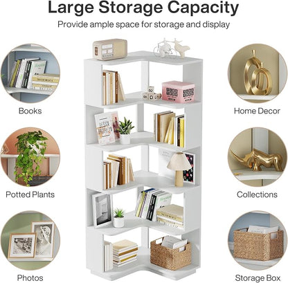 Tribesigns 6-Tier Corner Bookshelf, 64.96 Inch Tall Bookcase - Image 8