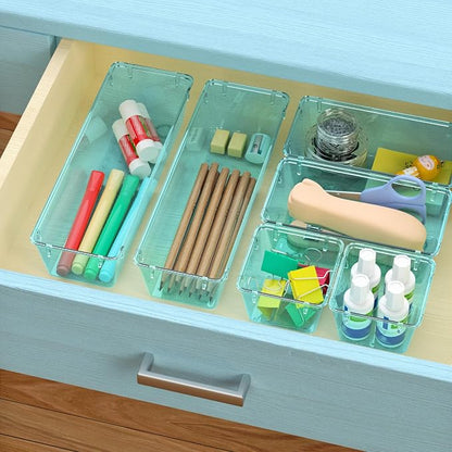 WOWBOX 12 Pack Clear Drawer Organizer Set, Acrylic Drawer Storage Trays - Image 6