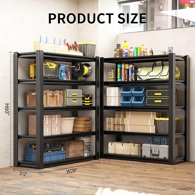 60" H Heavy Duty Garage Shelving 3000LBS Storage Shelves Adjustable 5 Tier - Image 3