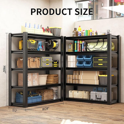 60" H Heavy Duty Garage Shelving 3000LBS Storage Shelves Adjustable 5 Tier - Image 3