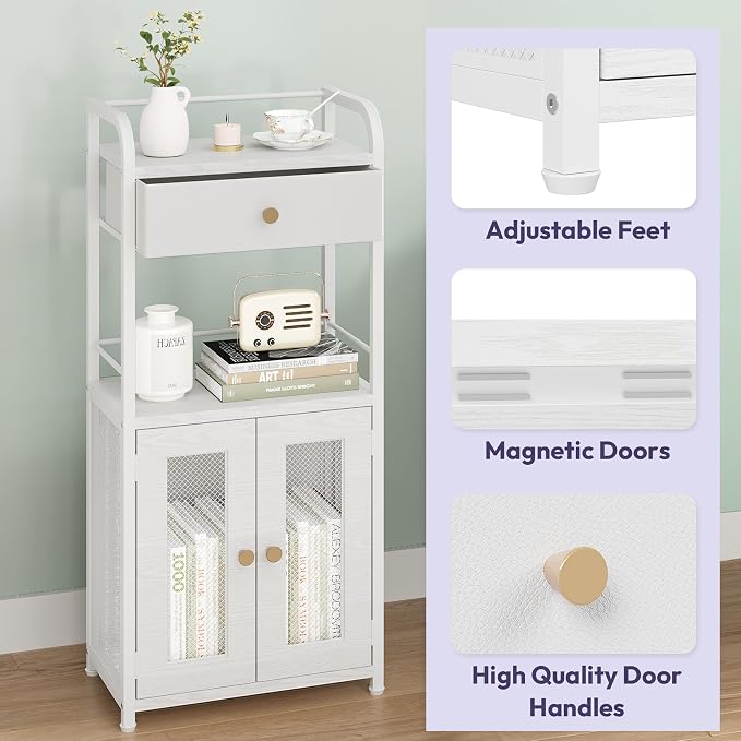 SWTYMIKI 14.57"x32.28" Bathroom Storage Cabinet – Freestanding Toilet Paper - Image 7