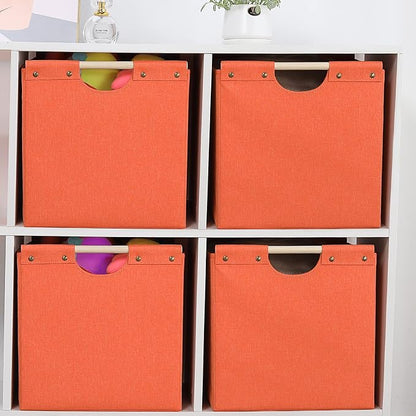 HOONEX Large Collapsible Storage Bins, Linen Fabric, Storage Baskets - Image 4