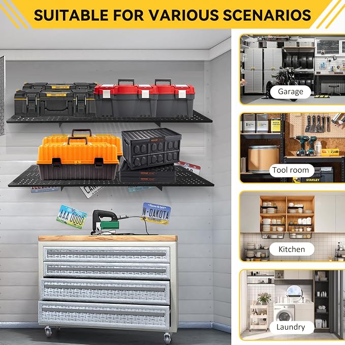 2-Pack 1.67x3.94ft Adjustable Garage Wall Shelving，800 lb Load Capacity Heavy - Image 8
