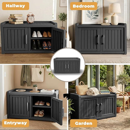 ROJIK Shoe Cabinet Waterproof UV-Resistant, Storage Bench Indoor Outdoor - Image 6