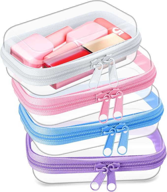 Hoolerry 4 Pcs Hard Clear Zipper Case Makeup Bags Plastic Pencil Pouch by Hoolerry