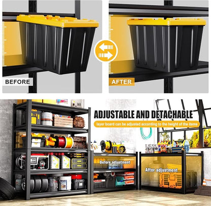 Set of 3 Garage Shelving 5-Tier Heavy Duty Storage Shelves, Adjustable Metal - Image 6