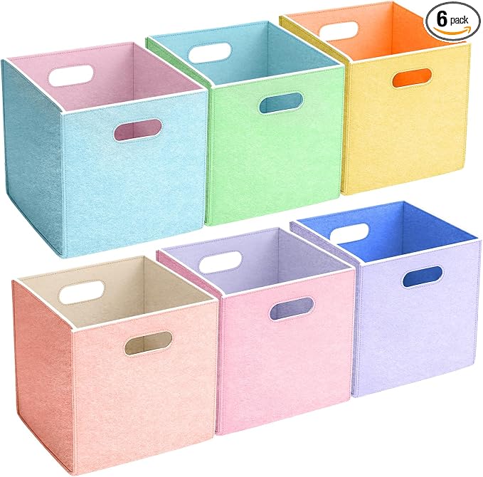 6 Pcs 11 Inch Colorful Felt Storage Cubes by Unknown