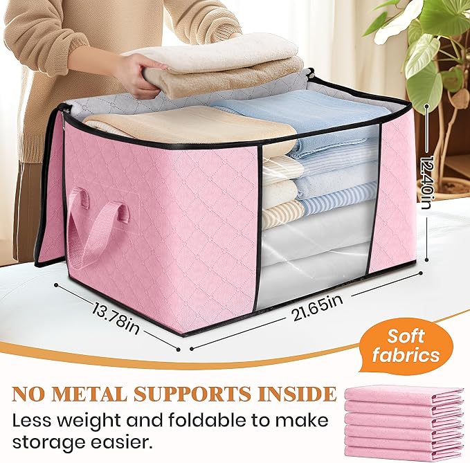 Fab totes 10 Pack Clothes Storage, Foldable Thick Fabric Blanket Storage Bags - Image 2