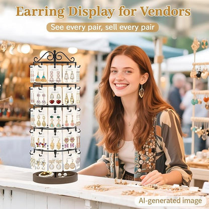 MODOWEY Earring Holder Organizer Rotating Display Tree Rack, 50 Hooks Earring - Image 8