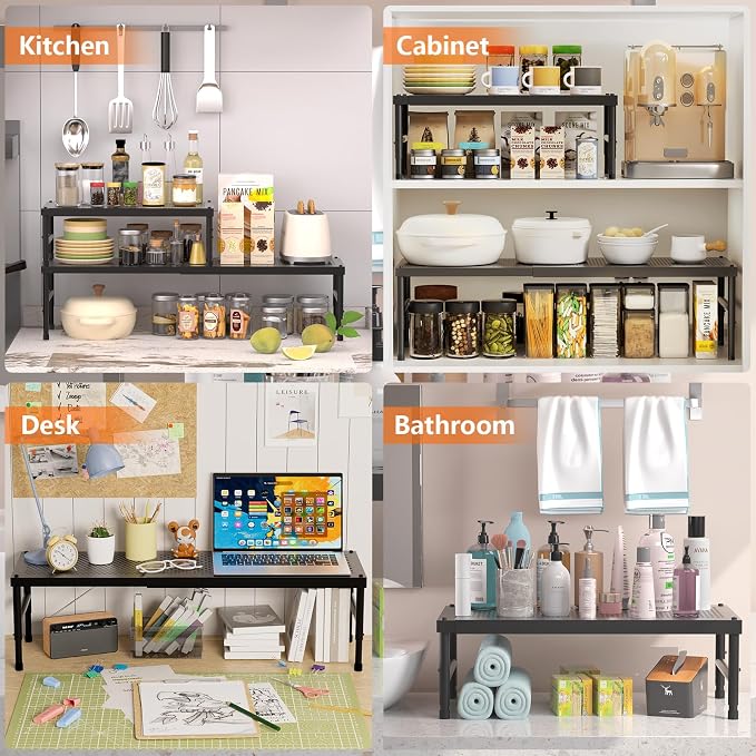 HI NINGER Expandable adjustable stackable kitchen organizer, Spice Racks - Image 7