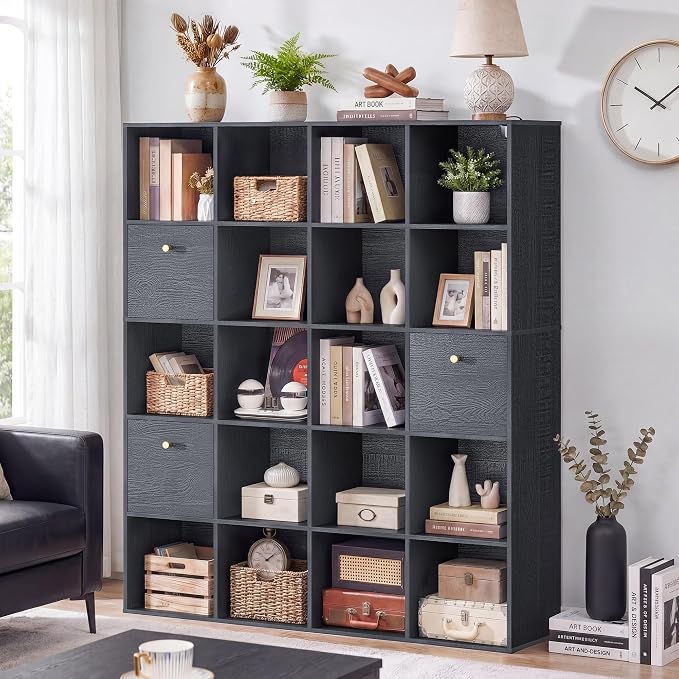 Large Cube Storage Organizer Unit, 20 Open Shelves Bookcase - Image 9