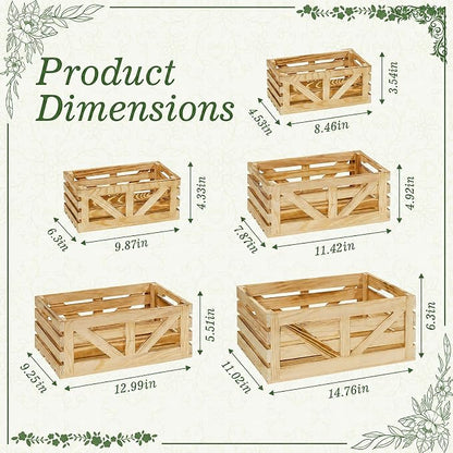 5 Pcs Wooden Crates for Display, Nesting Wood Crate for Storage, 5 Size | - Image 2