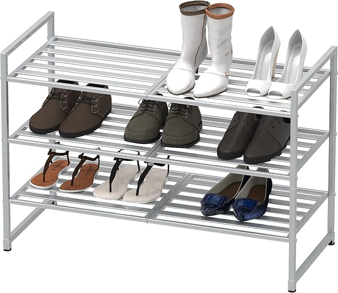 Simple Houseware 3-Tier Stackable Metal Panel Shoes Rack - Image 4
