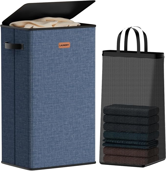 100L Laundry Hamper with Lid, Large Clothes Hampers with Removable Bag by Vexalora