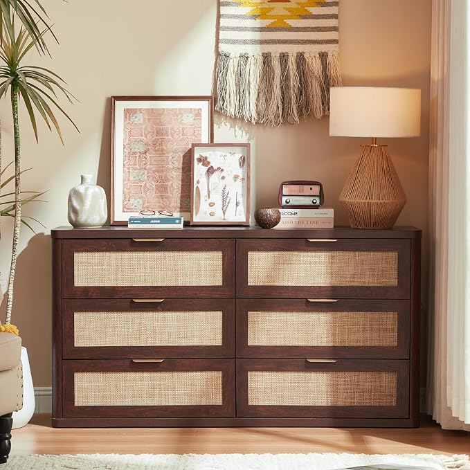 LEYAOYAO Rattan 6 Drawer Dresser - Image 9