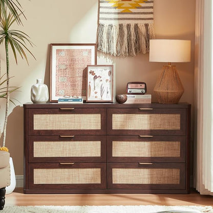 LEYAOYAO Rattan 6 Drawer Dresser - Image 9