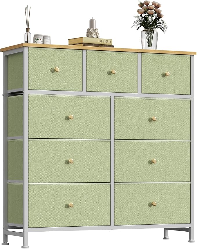 DUMOS 9 Drawer Dresser for Bedroom, Storage Organizer Chest of Drawers | Fabric by DumosLifestyle