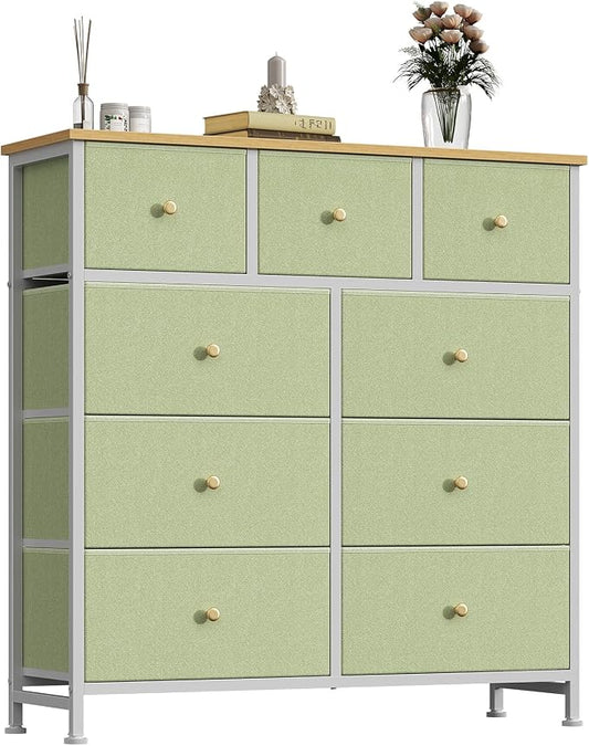 DUMOS 9 Drawer Dresser for Bedroom, Storage Organizer Chest of Drawers | Fabric by DumosLifestyle