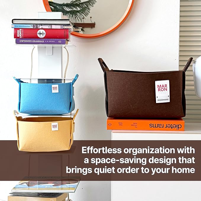 Collapsible Felt SKYBLUE Storage Bin Large 14.6"x9.4"x9.4" – Foldable Basket - Image 7