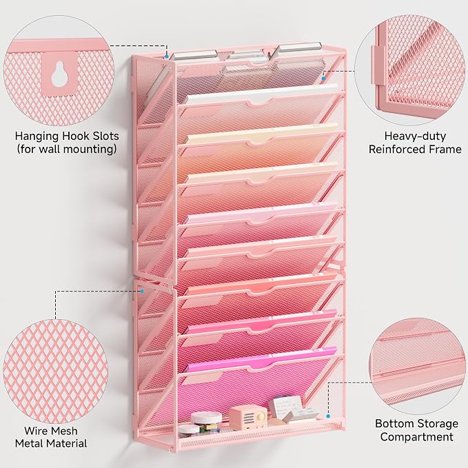 Lavatino 10-Tier Hanging Wall File Folders Organizer - Image 3