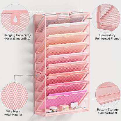 Lavatino 10-Tier Hanging Wall File Folders Organizer - Image 3