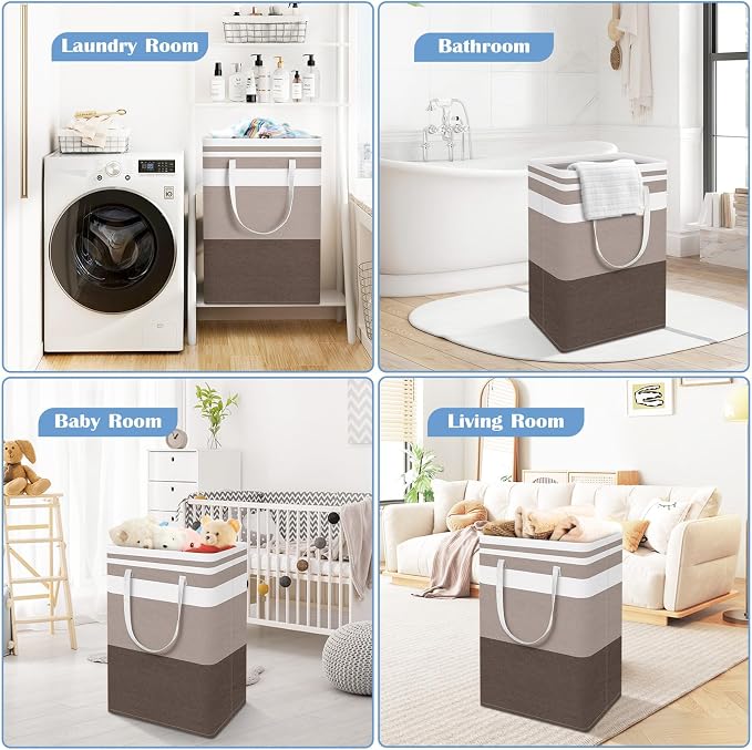 BlissTotes 3-Pack Laundry Basket, Freestanding＆Waterproof Laundry Hamper - Image 6