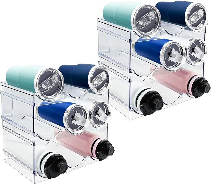 6 Pack Water Bottle Organizer, Stackable Kitchen Home Pantry Organization and by Spaclear